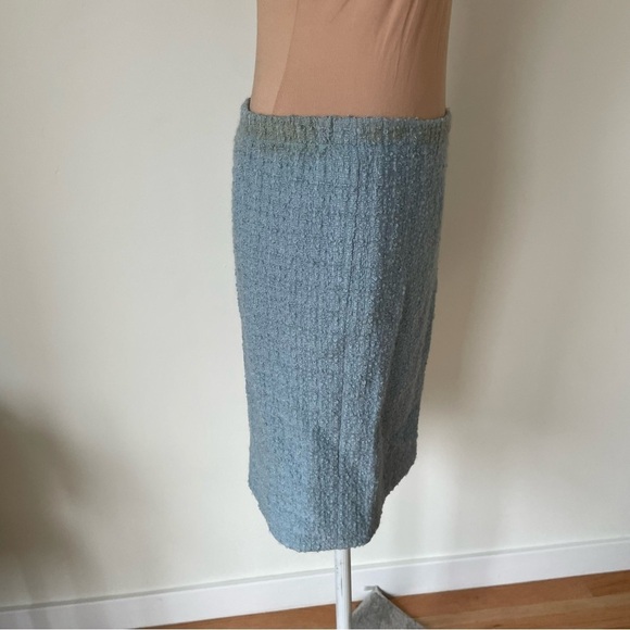 Moschino Cheap and Chic Blue Virgin Wool Tweed Pull On Pencil Skirt Size US 6 - Picture 4 of 10